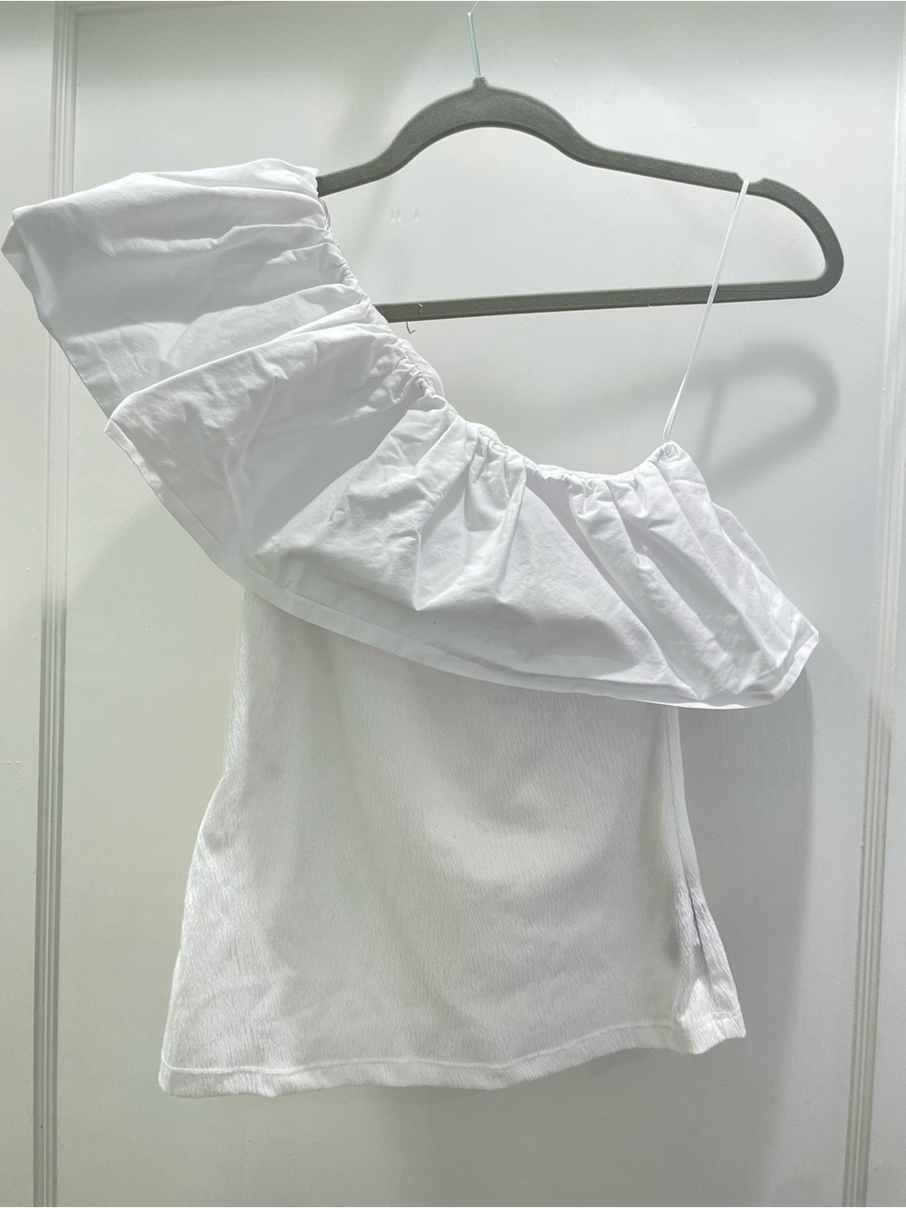 White Ruffle One-Shoulder Top